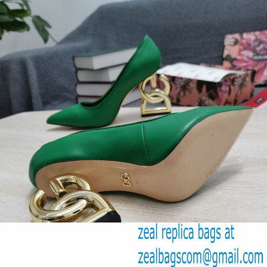 Dolce  &  Gabbana Heel 10.5cm Leather Pumps Green with DG Pop Heel 2021